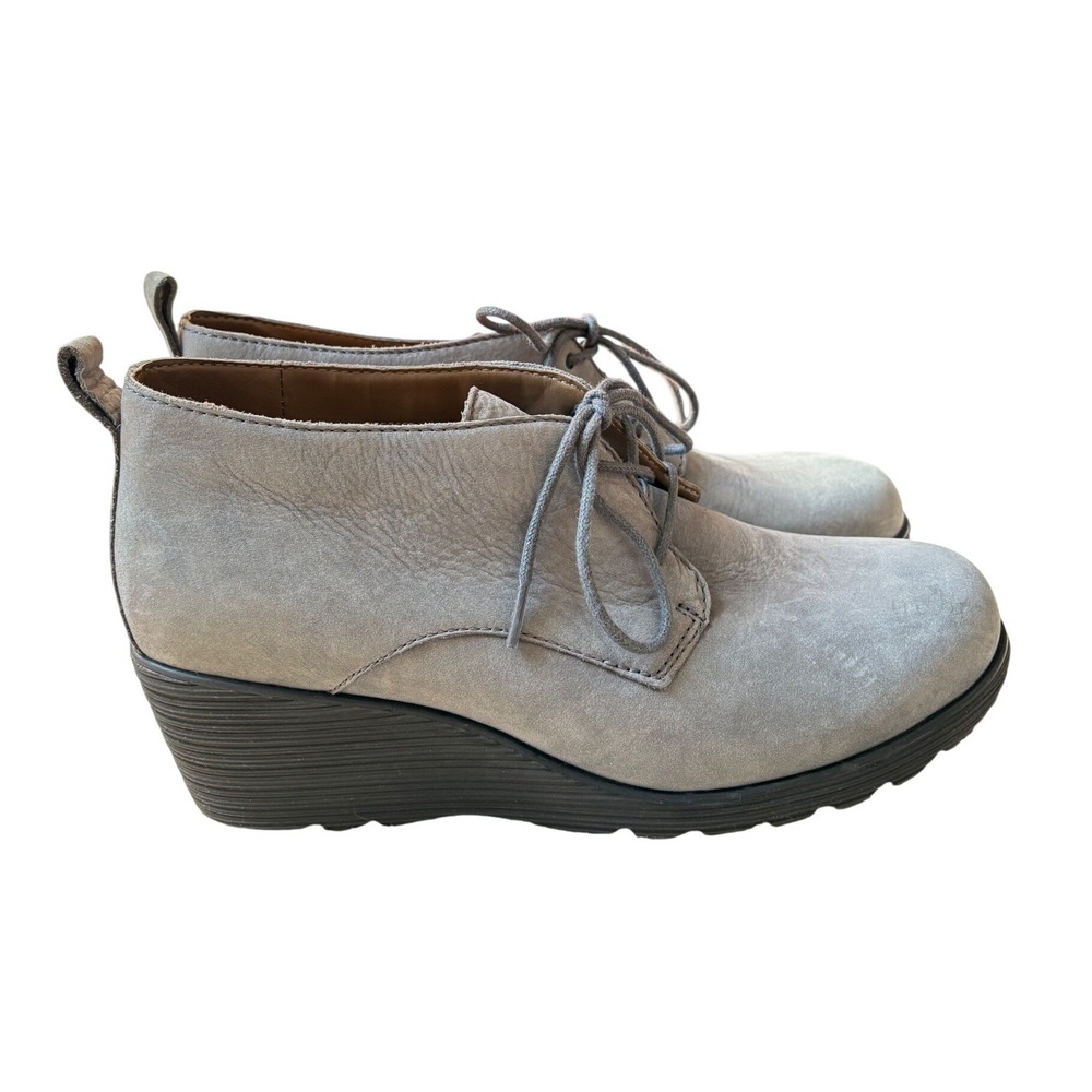 Dansko Maria Grey Leather Lace Up Wedge Ankle Boots Chukka Booties‎ Womens 39